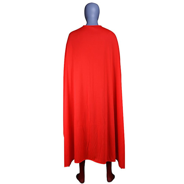 Halloween Superman Kostym för Män - Superhjälte Cosplay Jumpsuit med Kappa för Vuxna XL