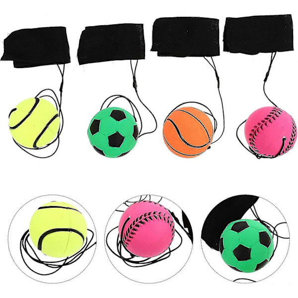 Bold Legetøj Håndledsretur Bold Håndledsrem Bold Fluorescerende Elastisk Bold Med Håndledsrem Og Snor Hoppebolde Håndleds Håndledsrem Legetøj Til Håndledsøvelser S 4pcs