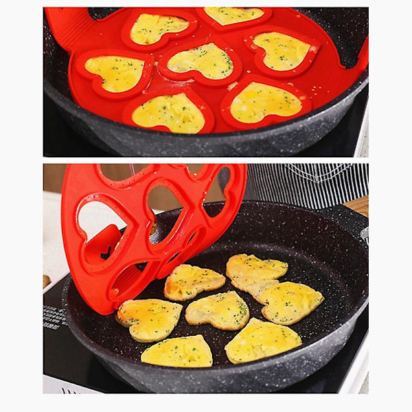 Flip Cooker Stekt Ägg Pannkaka Maker Form Ägg Shaper Omelett Non-stick Matlagning Verktyg Pan Flip Ägg Mo red  purple  pink