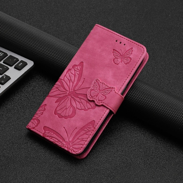 Kompatibel med Samsung Galaxy Note 9 Embossed Butterfly Case med lommebok og kickstand deksel [DM] Rose