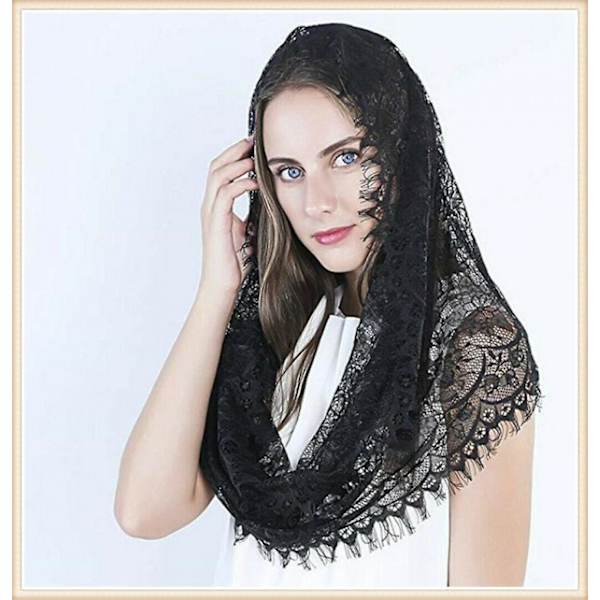 Kapel Slør Blomster Latin Messe Hovedbeklædning Blonder Sjal Mantilla Slør Til Kirke (c),wz-1381  (FMY)