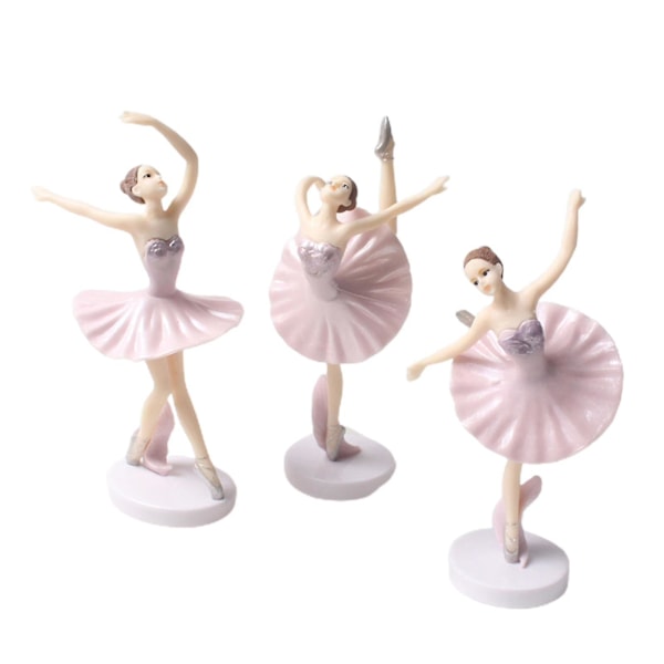 3pcs Dancing Girl Toy Elegant Home Decor Long Service Life Ballet Girl Cake Picks For Kids