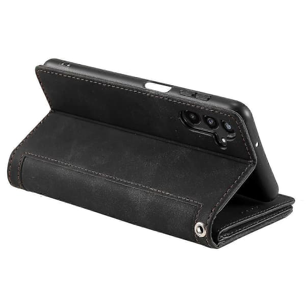 Läderfodral för Samsung Galaxy A55 5G med 9 kortfack Folio Telefonfodral [DB]