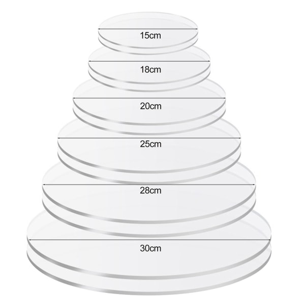 2 stk Akrylkakeplater Ikke-klebende Slitesterk Allsidig Transparent Rund Smørkremkakeplater for Servering av Kake 20cm