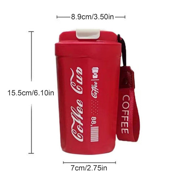 390 ml Coca-Cola Kaffeekopp Dubbelväggig Läcksäker Termoskopp Mugg Present Till Vän Black