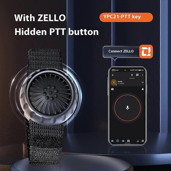 YPC21 For Zello IP67 Vanntett Trådløs Bluetooth PTT Knapp Bryter for Ios/Android