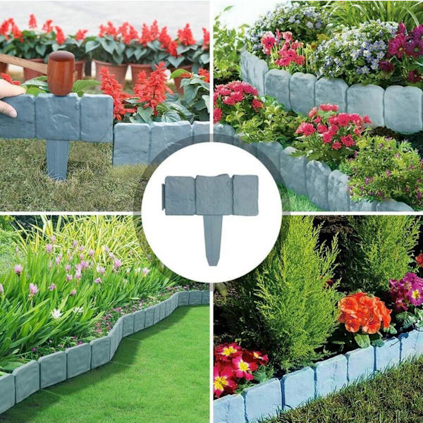 Imitert Stein Hage Gjerde Jord Gjerde Staving Hage Rustikk Hageplen Gjerde Forbruksvarer-PP Plast, 23*25cm, 20stk