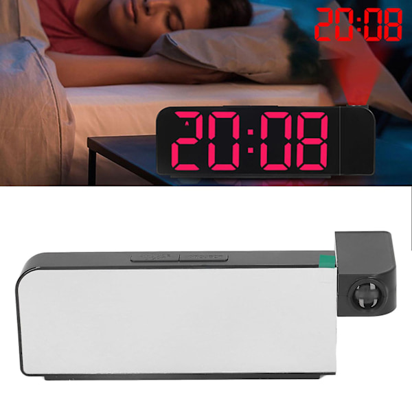LED-projektio-kello, suuri näyttö, suuri fontti, herätyskello, 12H/24H-näyttö, 3 kirkkaustasoa, makuuhuoneeseen ja toimistoon