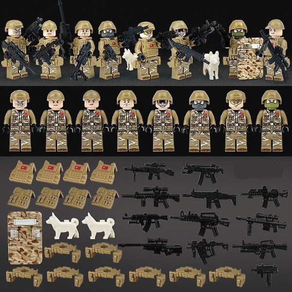 8PCS City Police SWAT Army Mini Figures Soldier Series with Accessories Building Blocks MiniFigures Kids Diy