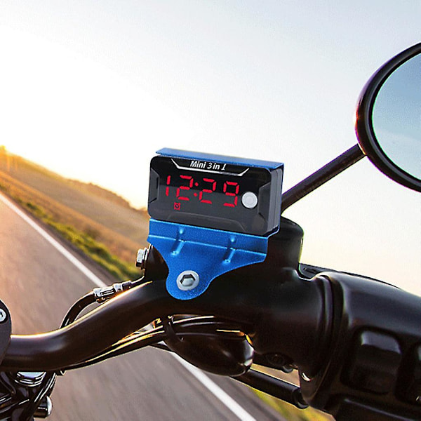 Vandtæt digitalt ur & termometer & spændingsvoltmeter til motorcykel Red