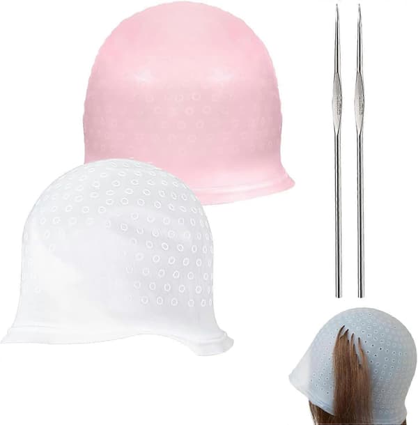 2 stk. hette og sett for highlighting - Gjenbrukbar silikonhatt for hårfarging -