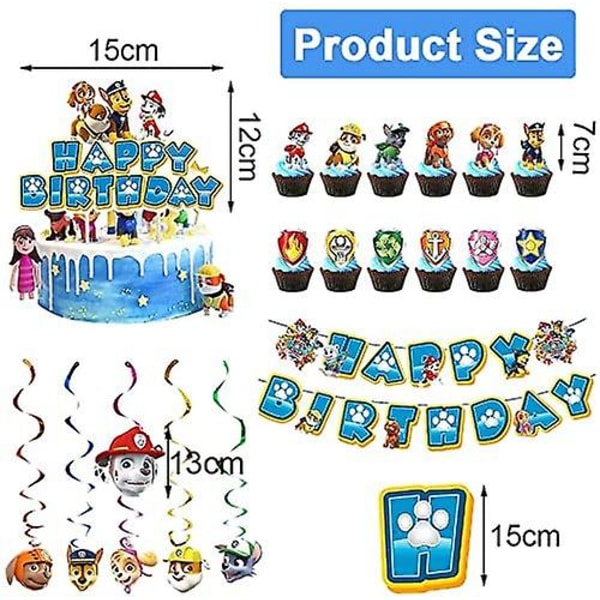 Paw Patrol Ballonger, Födelsedag Dekoration Paw Patrol Födelsedag Dekoration Set Grattis På Födelsedagen Dekoration Ballonger Banderoller För Födelsedagsfest Dekorationer