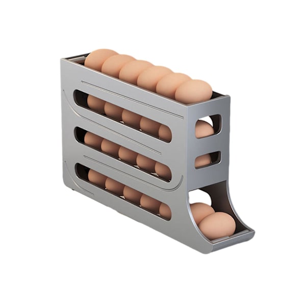 Äggdispenser Automatisk Rullande Äggställ Box Organiseringsställ Kylförvaring 30 ägg, Kampanj Grey