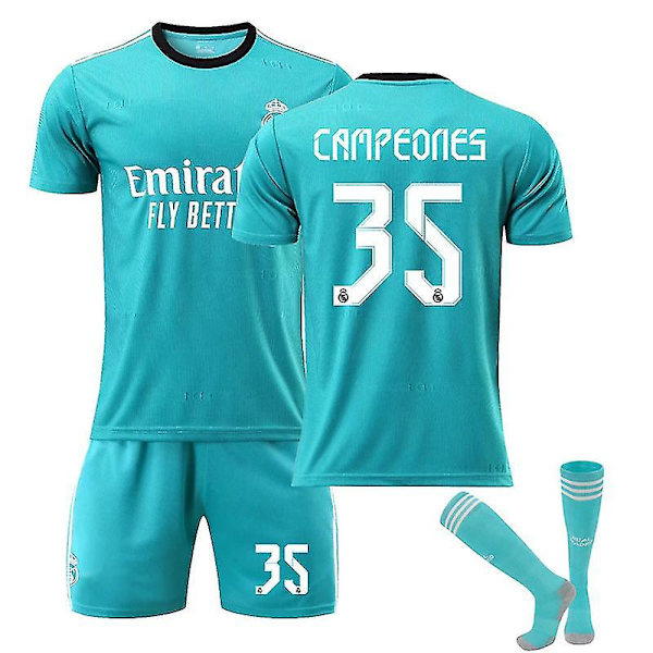 Real Madrid Toinen Vierailija Vihreä Pelipaita Nro 9 Benzema Nro 10 Modric Jalkapallopaita Set Lasten Pelipaita 35 Champions adults XL(180-185CM)