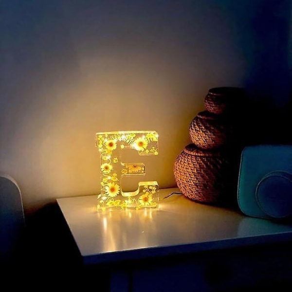 Trykte Blomster Harpiks Bogstaver Med LED Lys, Blomster Harpiks Natlys t