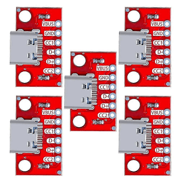 5 kpl/erä USB Type-C Breakout-levy Sarja Perus Breakout Naisliitin Tyypin PCB-muuntolevy