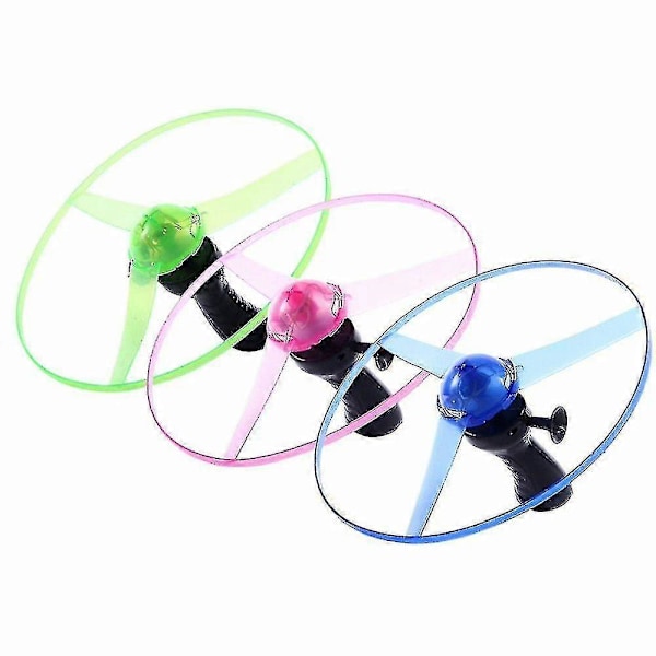 LED-belyst Flygande Disk Propeller Helikopter Leksaker Dragsnöre Flygande UFO Snurrtopp Barn Utomhusleksaker Roligt Spel Sports-yvan