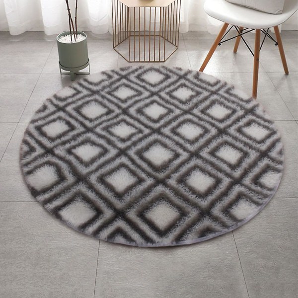 Runda Mattor Mjuka Bekväma Fluffiga Shaggy Hög Högen Matta För Vardagsrum Sovrum ST02 White Diameter 40cm
