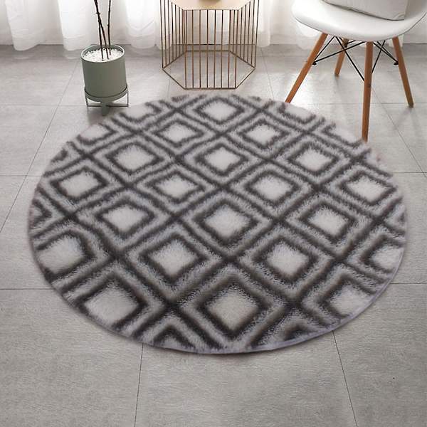 Runde tepper Myke Komfortable Fluffy Shaggy Høyhaug Tepper For Stue Soverom ST02 White Diameter 40cm