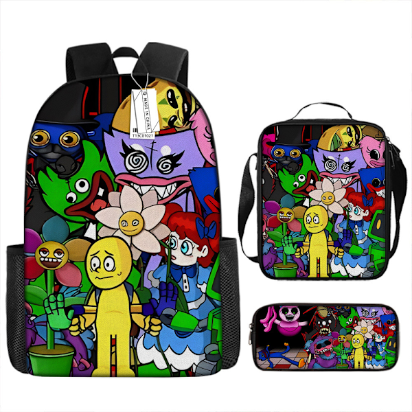 Rainbow Friends -reppu, koululaukku, kynäkotelo ja lounaskassi, kolmiosainen setti