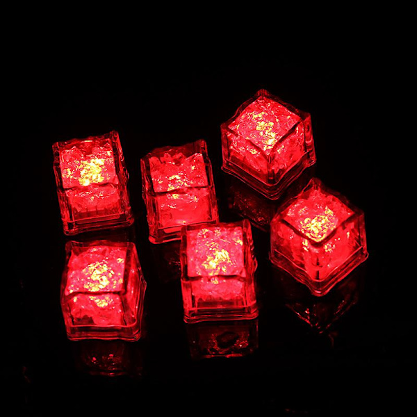 Lysende Isbiter, 12 Pakke Multifarvede Led Isbiter, Genanvendelige Glødende Blinkende Isbiter til Klub Bar Fest Red