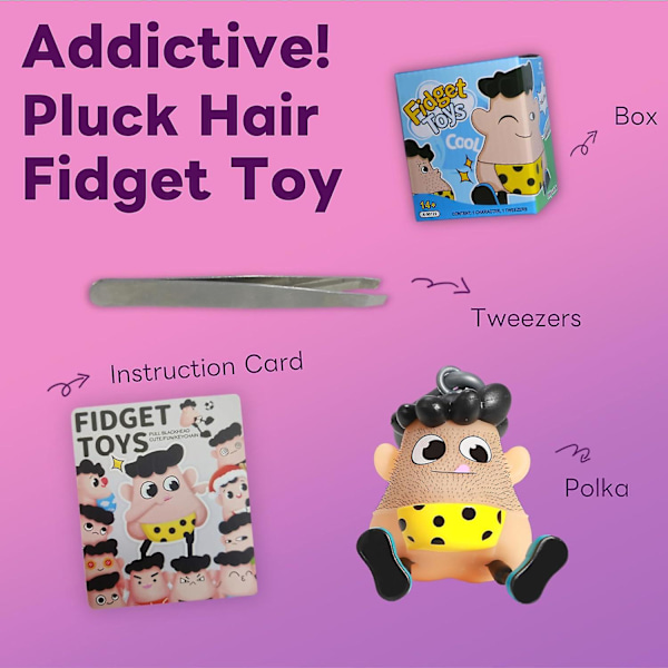 Pille-Pop-Legetøj til Angst - Hud-Pille-Legetøj - Trichotillomani Fidget Legetøj - Hår-Pluk-Fidget til Børn og Voksne Stressaflastning Polka