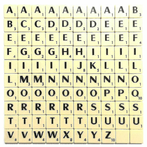 A-Z Plast Scrabble-plattor Alfabetet Bokstäver Med Poängnummer G 400 pcs