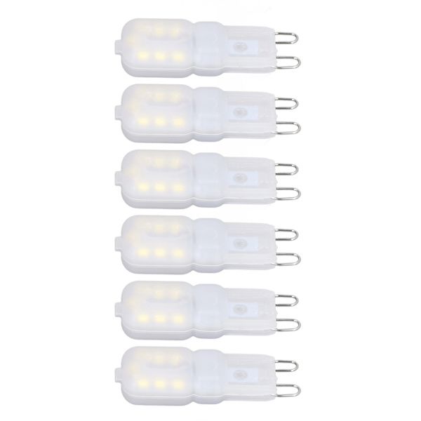 6 stk. G9 LED-pærer, dæmpbare, 3W, energibesparende, 360 graders lys, til loftslamper og pendler, hvidt lys, 110-140V