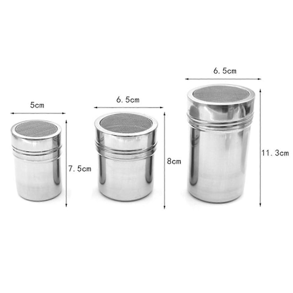 Krydderisigte i rustfrit stål med låg, fintmasket roterende dæksel, krydderiglas til peber, kaffepulver, BBQ-krydderi, fødevaregodkendt salt, sukker shaker, udendørs C M