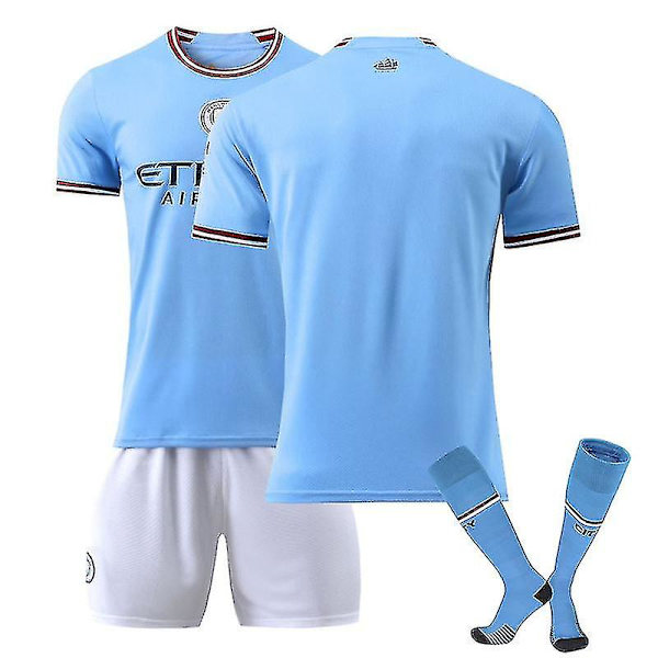 Haaland 9 Hjemmebanetrøje 2022-2023 Ny Sæson Manchester City F.c. Fodbold T-shirts Trøjesæt Unnumbered adults 2XL(185-190CM)
