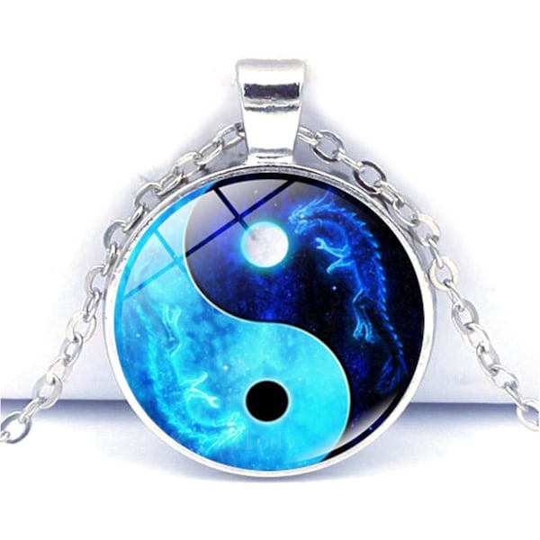Yin Yang Tai Chi Halskje med Glassanheng