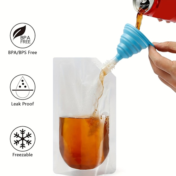 20 stk. Flasker Cruise Pouch Genanvendelig Sneak Travel Drikkeflaske Skjult Plastikflasker Tasker Med Tragt (16 Oz) 20Pcs