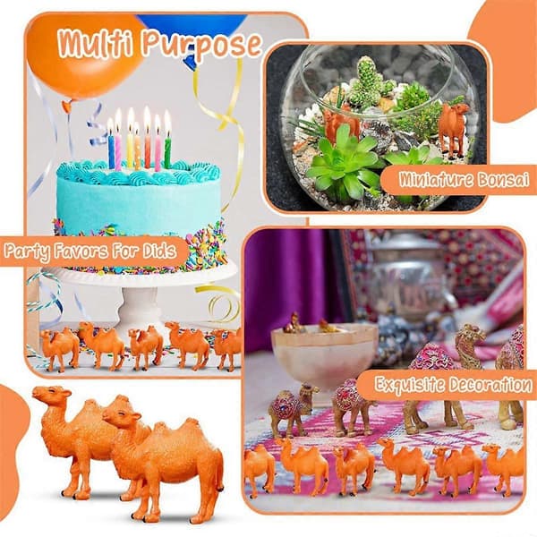 24 stk Kamelfigurer Miniaturelegetøj Kamelmodeller Dyrefigurer til Kagetopper Hjemmeskrivebord Eller Brown