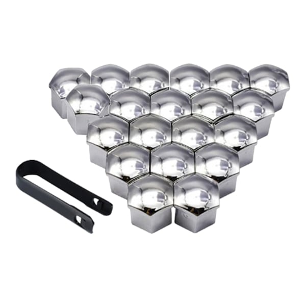 20 stk Dekk Mutter Deksel Dekkfelg Deksel Dekk Mutter Deksel Sølv 17mm Silver 21mm Optional