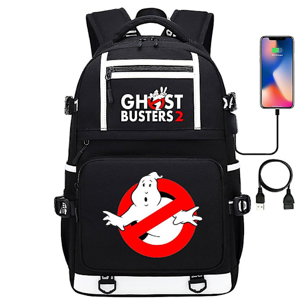 Ghostbusters -painatus USB-nuorten koululaukku pojille ja tytöille - Rentouttava matkareppu 4