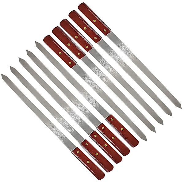 10 stk. flade kebabspyd i rustfrit stål, 24 tommer tyrkiske spyd, adana kebabspyd, kødgaffel lange shish kebabs grilltilbehør