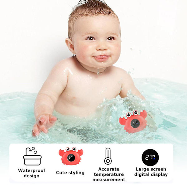 Baby Badetermometer, Badevandstemperaturmåler, Led Badetermometer, Baby Badelegetøj, Baby Bad og TermometerBY Red Crab