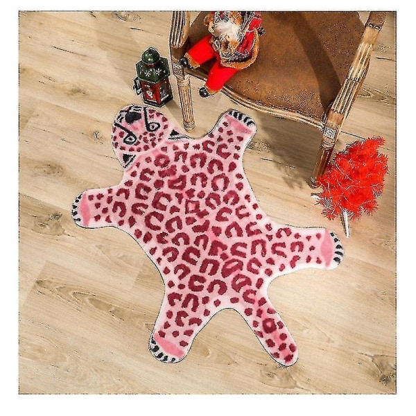 Bademåtter tæpper lyserød imitation leopard mønster tæppe skridsikker måtte vaskbar dyreprint tæppe
