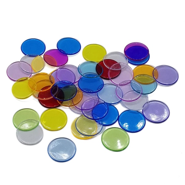 100 st 19mm Bingochips Transparent Färgade Räkne- och Matematikspelmarker Kaesi  [DmS] Colorful 100pcs