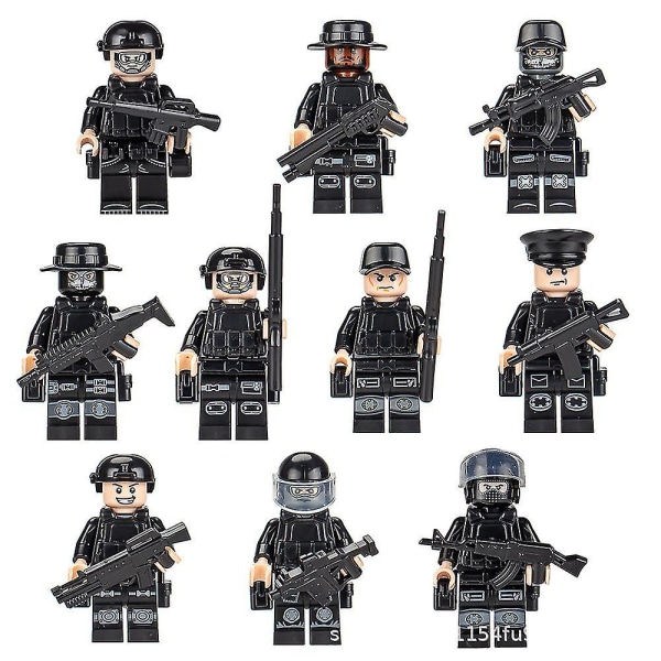 8-24stk/sæt Minifigur Special Forces Soldat Samlede Blokke Legetøj Byggeklodser Børn Gave [DB] 10Pcs SWAT