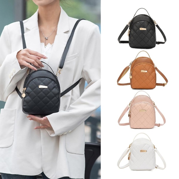 Flickor Casual Daypack Kvinnor Pu Läder Ryggsäck Studenter Liten Skolryggsäck  (FMY) Brown