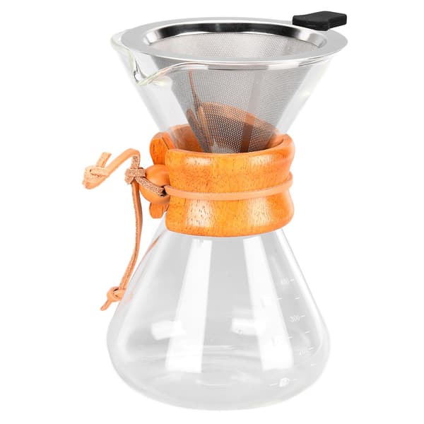 Kaffekande 400ml Glas Hæld-Over Kaffemaskine med Varmebestandig Design og Rustfrit Stål Filter