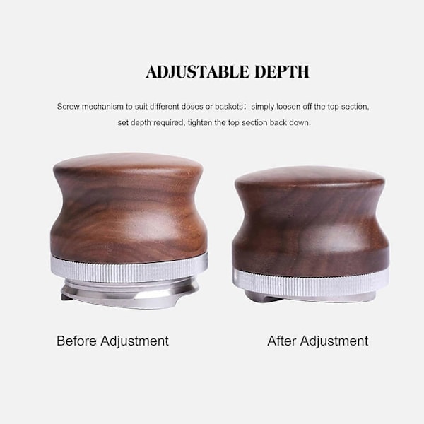 53 mm Kaffefordeler, Espresso Palm Tamper, Justerbar Højde Kaffe Nivelleringsværktøj til 54 mm Porta as shown