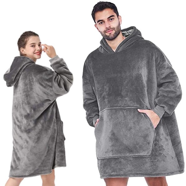 Snuggie Oversized Hoodie Filt med Luva Grå gray