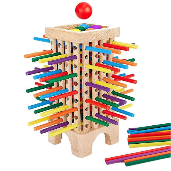 Träleksaker Brädspel, 42 Färgglada Pinnar Tärningsspel Matematik Pedagogisk Leksak, Familjekul Bollsläpp Photo Color