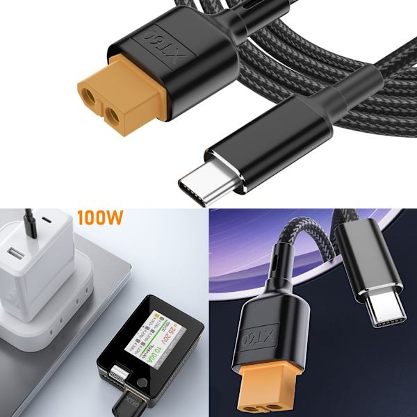 Säker och effektiv typ C till XT60 laddningskabel XT60 laddningsadapterkabel XT60 laddningstillbehör 0,5 m/1 m 0.05 0.05 1m