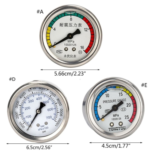 Universal Tryk Måler til Højtryksrenser Vandpumpe Tilbehør Vaskemaskine Rengøringsmaskine Tilbehør D