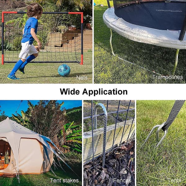 Markpinnar, 6-pack 30 cm U-formade trampolinpinnar, kraftiga markpinnar för camping [DB]