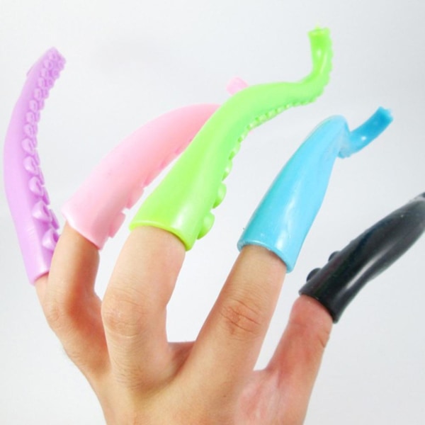 5/10 stk Blekksprut Tentakel Myke Fingerdukker Sansestimulerende Barn Leke Partygaver KAESI Random Color 5pcs