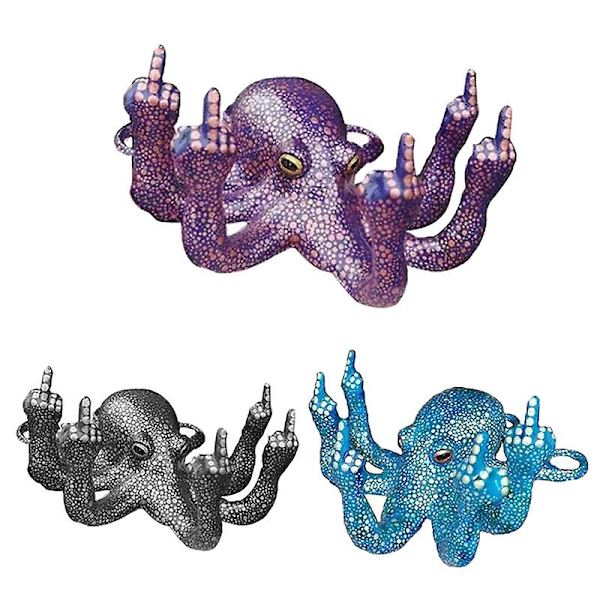 Blæksprutte med Moder-af-Perle - Flere Farver Blæksprutte med Midterfinger Vred Blæksprutte Kreativ Dekorativ Skulptur Blæksprutte LegetøjBY Blue